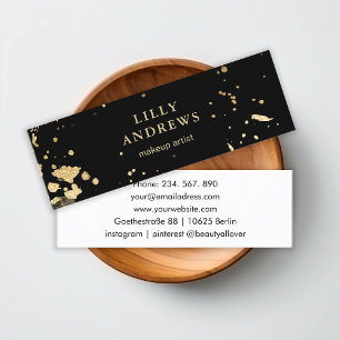 Modern Watercolour Gold ( Imitat) Black Mini Business Card