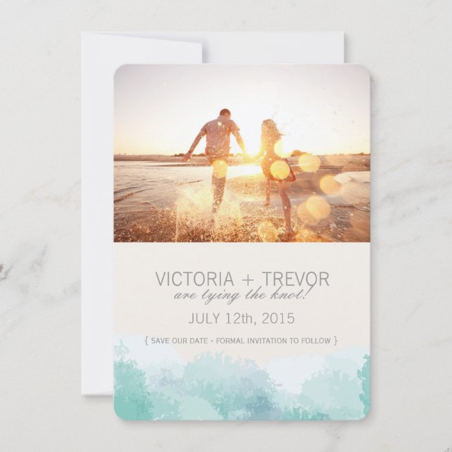 Modern Watercolour Photo Save the Date (Front)