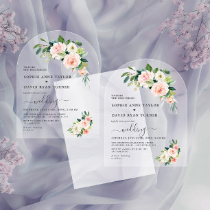 Modern Watercolour Pink White Flowers Arch Wedding Acrylic Invitations