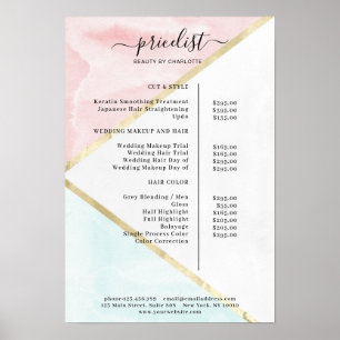 Modern Watercolour Price List Poster
