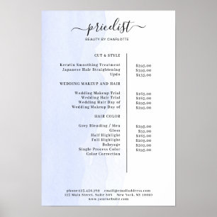 Modern Watercolour Price List Poster
