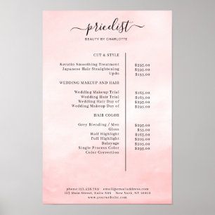 Modern Watercolour Price List Poster