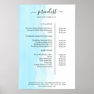 Modern Watercolour Price List Poster