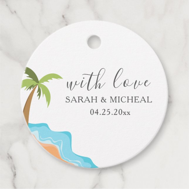 Modern Watercolour Summer Beach Favour Tags (Front)