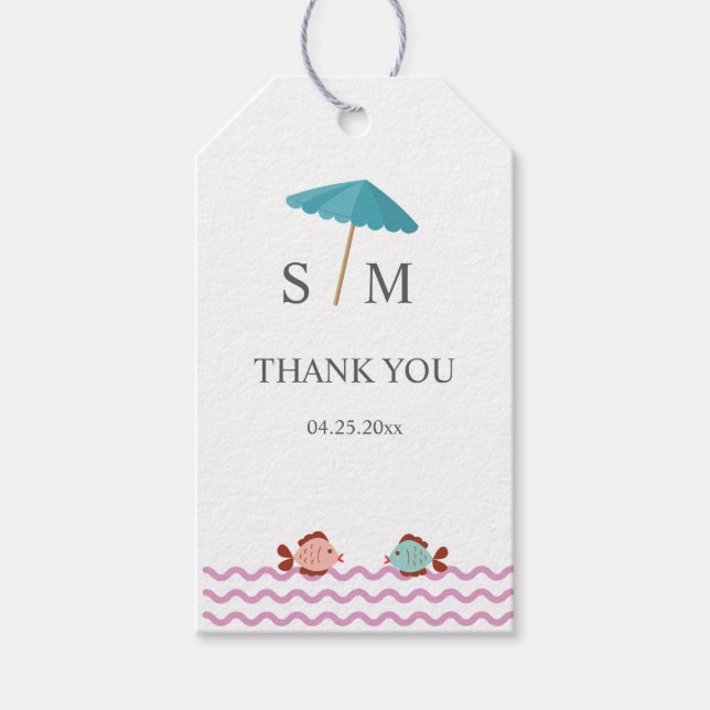 Modern Watercolour Summer Beach Gift Tags (Front)