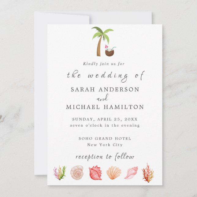 Modern Watercolour Summer Beach Invitation (Front)