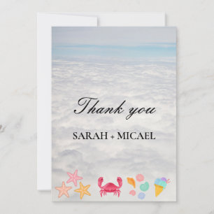 Modern Watercolour Summer Beach Thank You Card