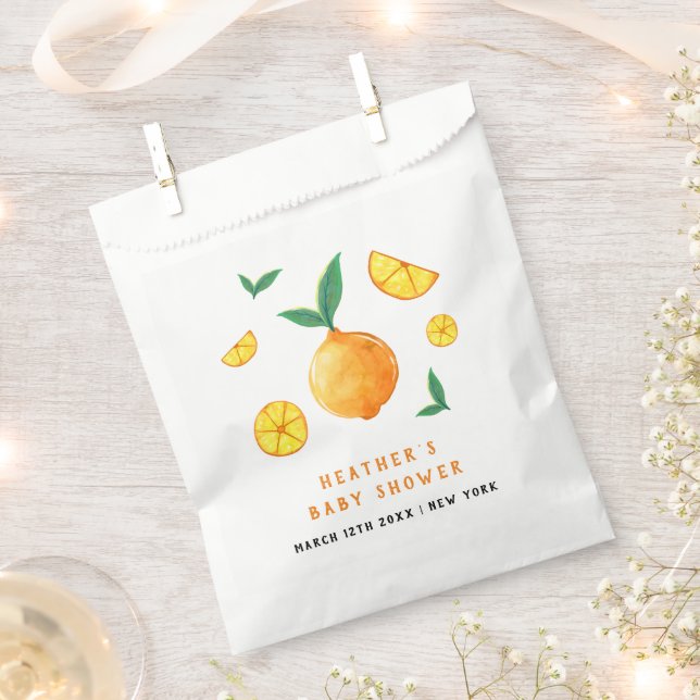 Modern Watercor Citrus Orange Baby Shower Favour Bag (Clipped)