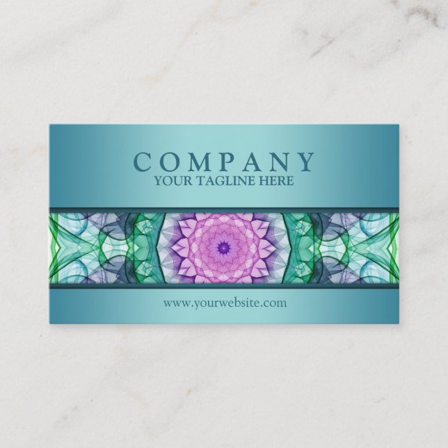 Modern WaterLily mandala - updated Business Card (Front)