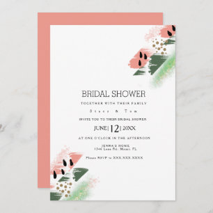 Modern Watermelon Abstract Artsy Bridal Shower Invitation