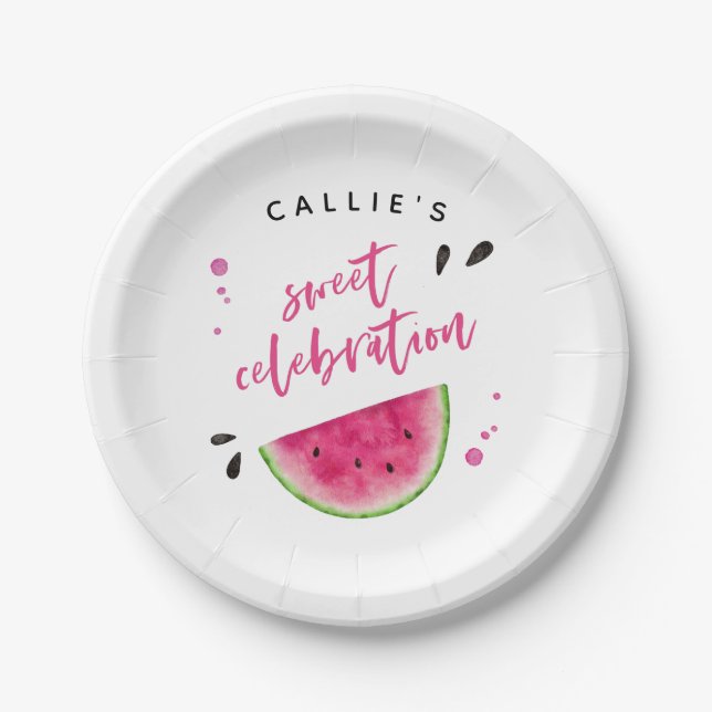 Modern Watermelon Birthday Party Paper Plate (Front)