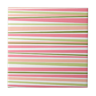 Modern watermelon colours stripes pattern ceramic tile