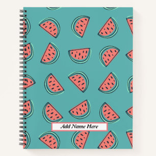 Modern Watermelon Pattern Customisable Name  Notebook