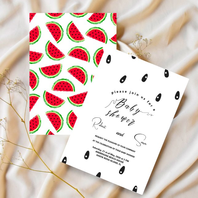 Modern watermelon pattern Garden baby shower Party Invitation (Creator Uploaded)