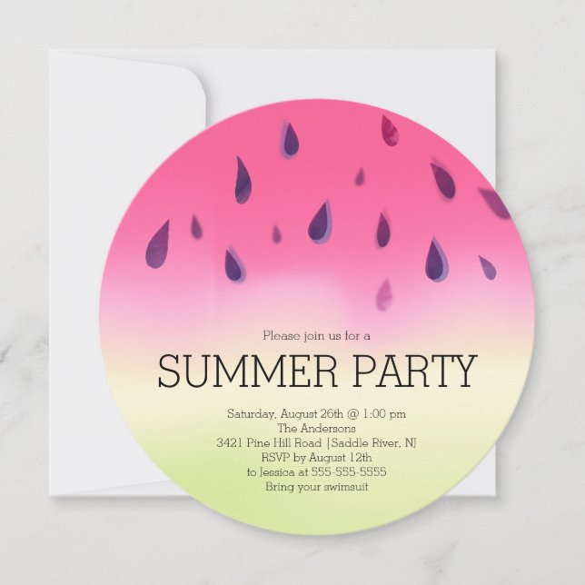 Modern Watermelon Summer BBQ Party Invitation (Front)