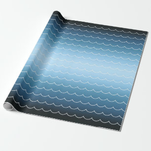 Modern Wave Pattern Blue Gradient Wrapping Paper