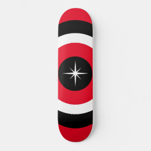 Modern waves in black, red and white  skateboard