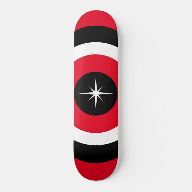 Modern waves in black, red and white  skateboard (Front)