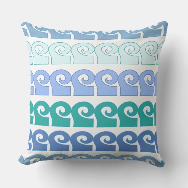 Modern Waves Pattern in Shades of Blue Cushion (Front)