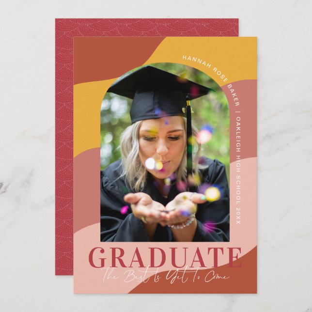 Modern Waves | Simple Arched Graduation Photo Announcement (Front/Back)