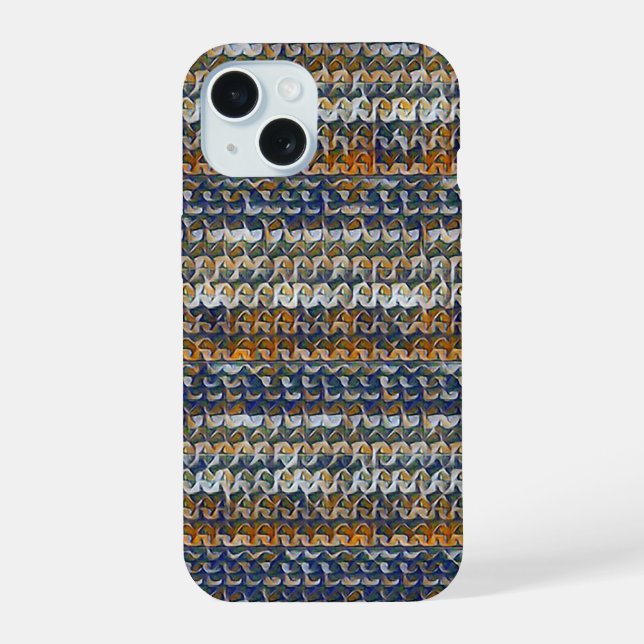 Modern wavy abstract geometric pattern 1288 iPhone 15 case (Back)