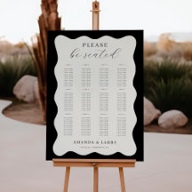 Modern Wavy Black and Cream Seating Chart