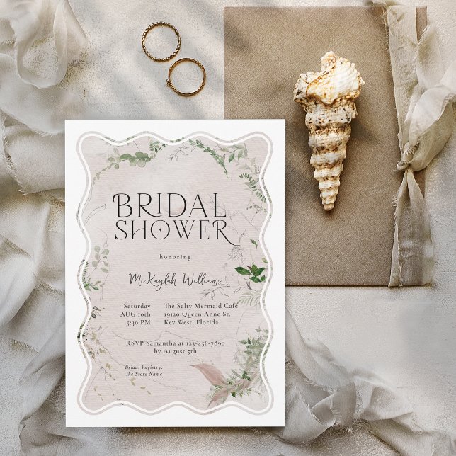 Modern Wavy Border Bridal Shower Invitation (Available as printed or digital download!)