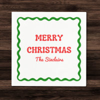 Modern Wavy Border Red & Green Christmas Party