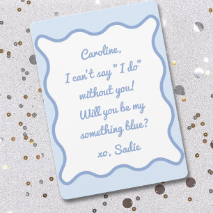 Modern Wavy Border Something Blue Custom Proposal Card