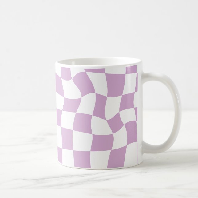Modern Wavy Chequerboard Purple Mug (Right)