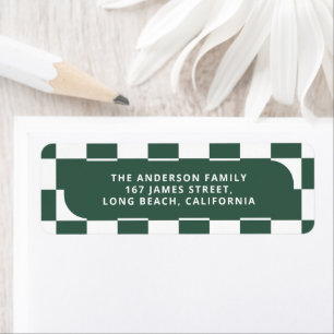 Modern wavy edge check minimal photo Christmas Return Address Label