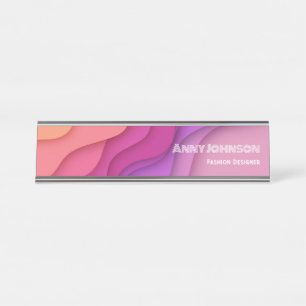 Modern Wavy Fashion Designer Custom Office Desk Name Plate