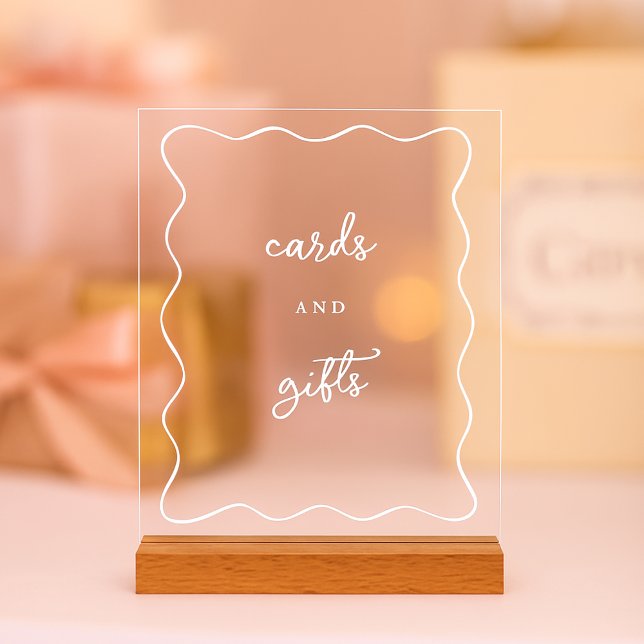 Modern Wavy Frame Cards & Gifts Wedding Acrylic Sign (Creator Uploaded)