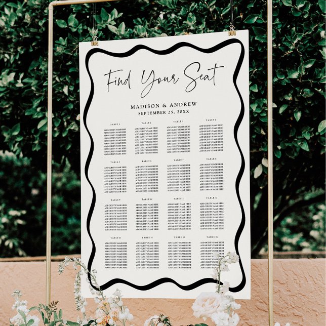Modern Wavy Frame Cream 16 Table Seating Chart (Creator Uploaded)