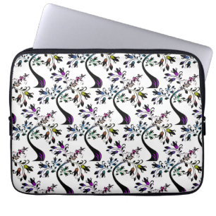 Modern Wavy Rainbow Floral Tree Abstract Pattern Laptop Sleeve