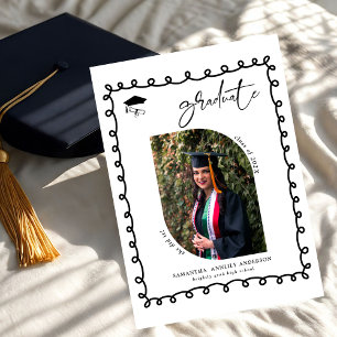 Modern Wavy Script 2 Photos Graduation Party Invitation