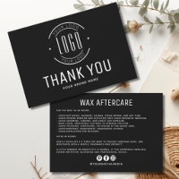 Modern wax aftercare business logo thank you card