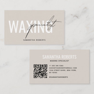 Modern waxing specialist QR Code grey black Business Card