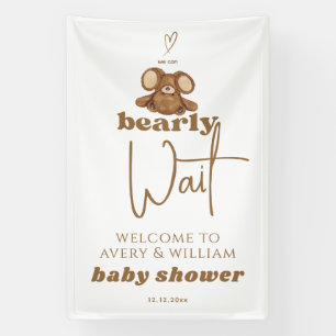 Modern We Can Bearly Wait Baby Shower  Banner
