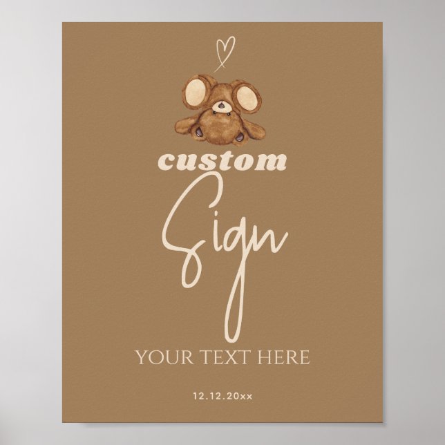 Modern We Can Bearly Wait Baby Shower  Poster (Front)