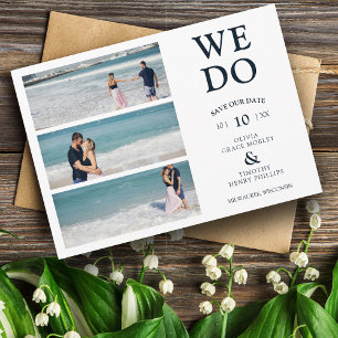 Modern We Do Calligraphy 3 Photos Collage Wedding Save The Date
