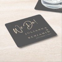 Modern We Do Elegant Custom Black Beige Wedding