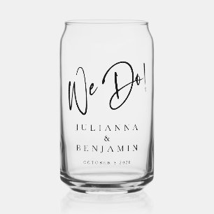 Modern We Do Elegant Custom Black White Wedding Can Glass