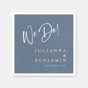 Modern We Do Elegant Custom Slate Blue Wedding Napkin