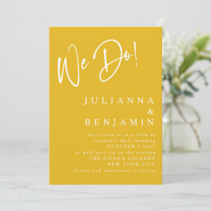 Modern We Do Elegant Saffron Yellow Wedding  Invitation