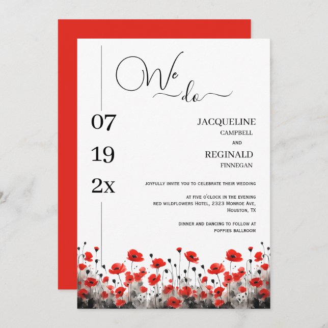 Modern We Do Minimalist Floral Wedding Invitation (Front/Back)