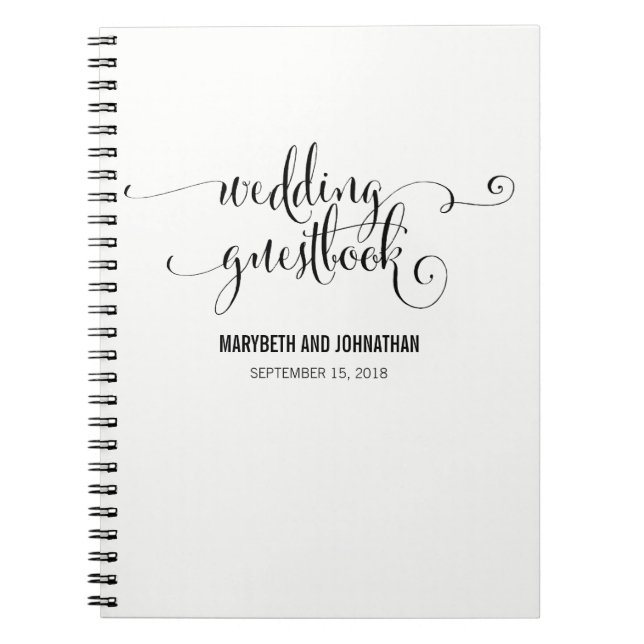 Modern We Do Script Wedding Guest Book (Front)