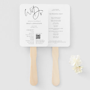 Modern We Do Share Photos QR Code Wedding Program Hand Fan