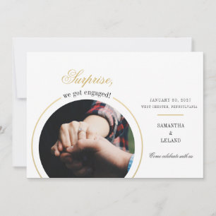 Modern We Got Engaged Photo Engagement Party Invitation