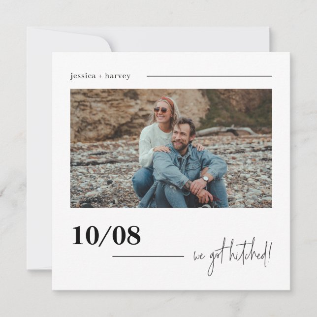 Modern We Got Hitched Photo Elopement Announcement (Front)